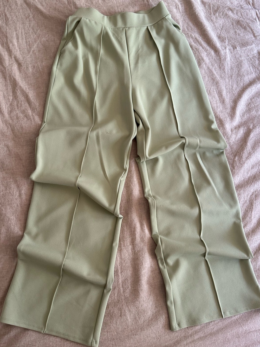 H&M Sage Green Flared Trousers Pants Size Small